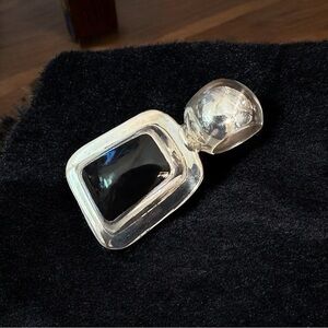 Vintage Mexico Sterling Silver Onyx Necklace Pendant